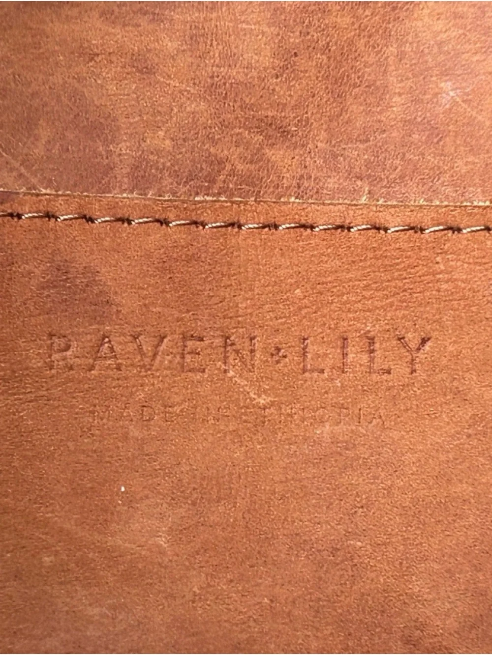 Raven + Lily Tan Leather Chevron-Panel Crossbody Tote